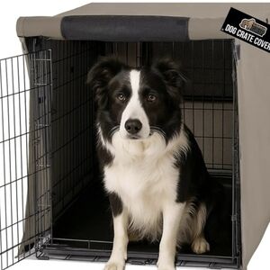 Gorilla Grip Light TAUPE Dog Crate Cover 23inX 36inX25in 2 Mesh Windows